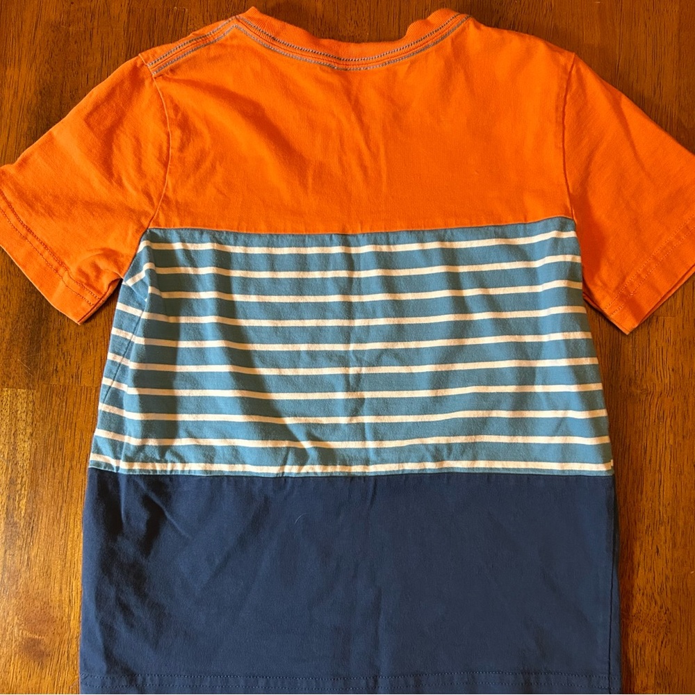 Hanna Andersson Colorblock Stripe Tee | Boys Size 130 (8) | 100% Cotton - Picture 4 of 6